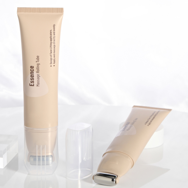 50ml Stylish tube packaging with alloy metal massage applicator with Custom Logo and Screen Printing for face neck lotion serum