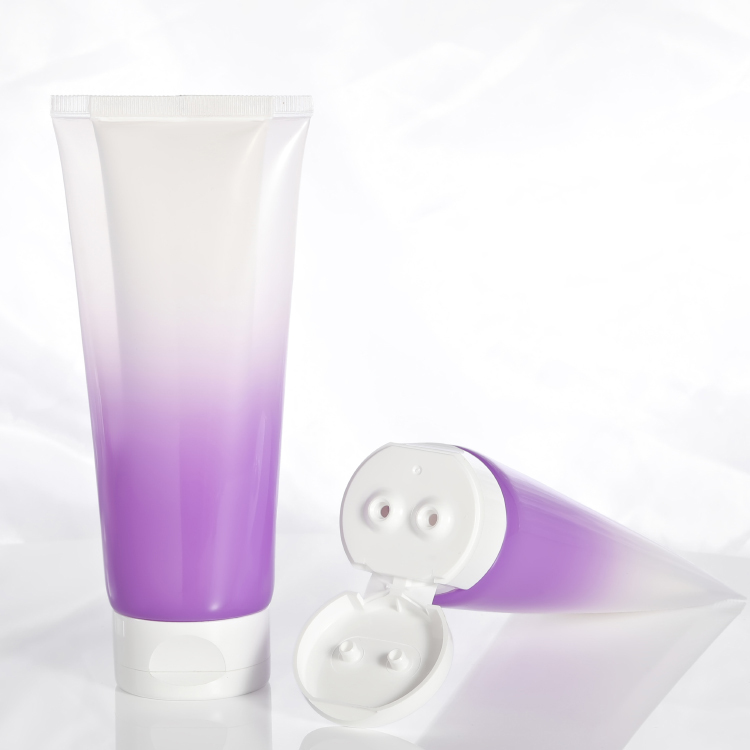 Newly designed 200ml 2 in 1 tube Empty Plastic dual chamber cosmetic tube Packaging lotion squeeze soft screen printing tube