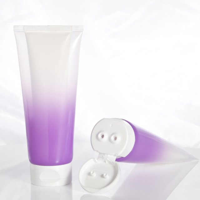 Newly designed 200ml 2 in 1 tube Empty Plastic dual chamber cosmetic tube Packaging lotion squeeze soft screen printing tube