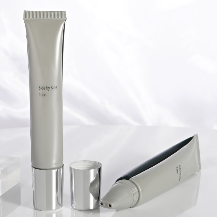 40ml Innovative designed Side By Side Tube for dual chamber double tube Combined into one Plastic Cosmetic Packaging tube