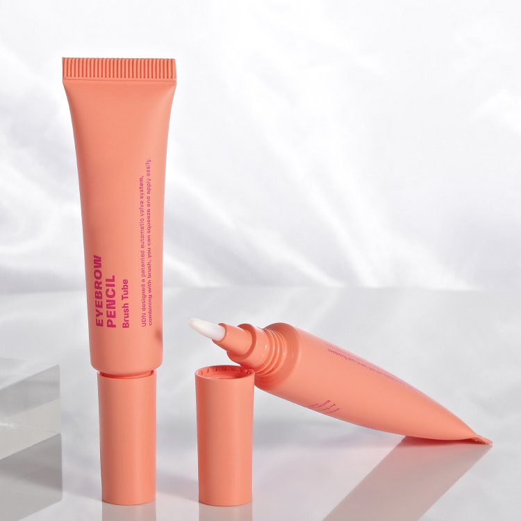 Best selling 15ml Eyebrow Pencil Brush Tube with brush applicator soft squeeze screen printing lip gloss spoolie brush with