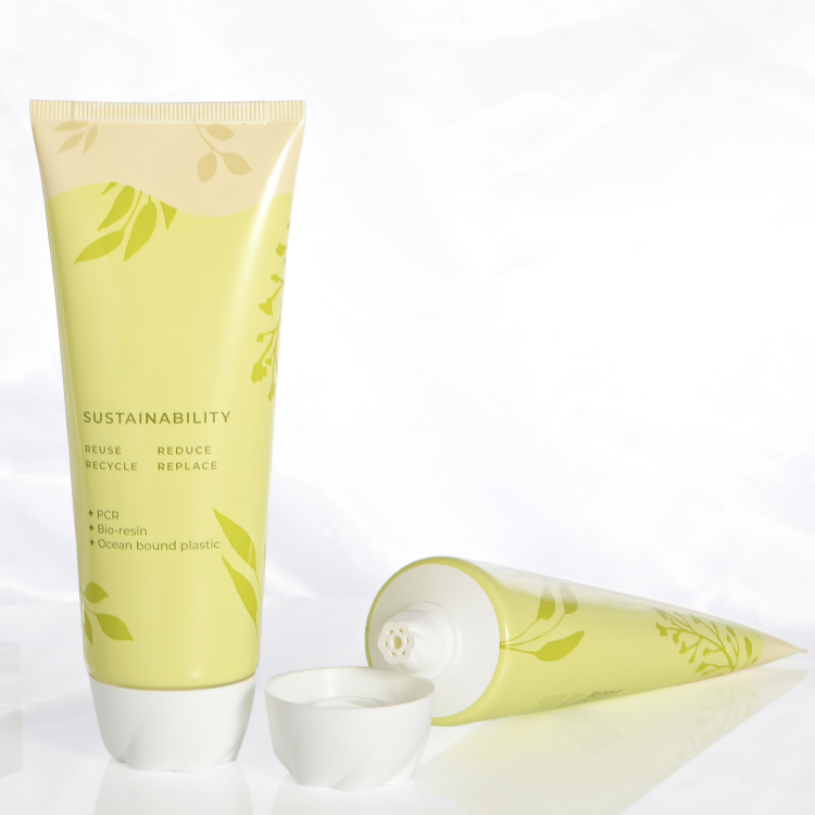 230ml Empty Plastic screen printing soft hand cream squeeze empty tube double color facial cleanser dual chamber tubes