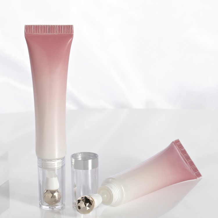 Luxury 5-20ml Diamond-shaped Mental Roller Ball Tube packaging with alloy metal massage applicator