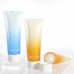 Newly Designed 2 in 1 dual chamber cosmetics Tube in Tube Soft Plastic Packaging Cream Squeeze Container for sunscreen lotion
