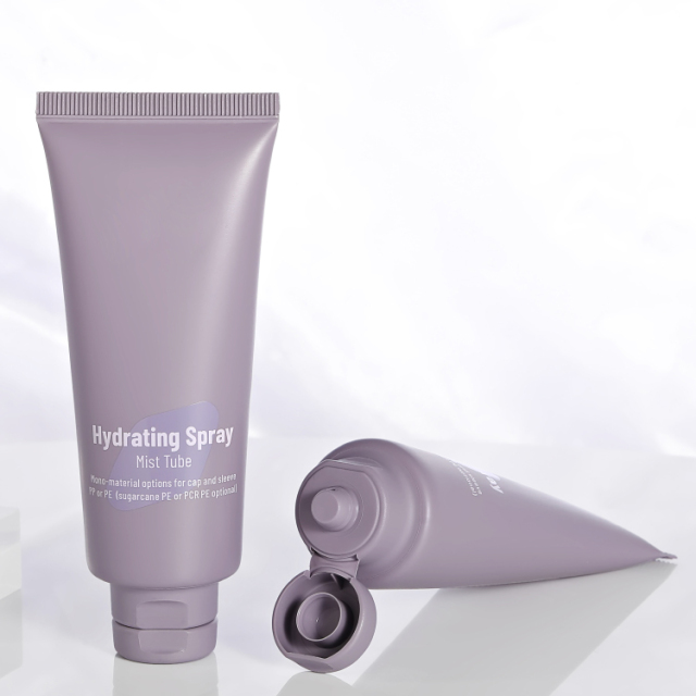 Innovative 100ml One Piece Mist Tube Empty Plastic cosmetics packaging plastic pe airless pump tube with Flat Top Cap