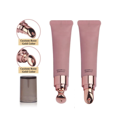 Best selling 5ml Biodegradable Rose Gold lip gloss tubes luxury with Metal Applicator 15ml For Lip Balm Matte Frosted Packaging