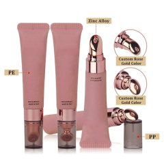 Best selling 5ml Biodegradable Rose Gold lip gloss tubes luxury with Metal Applicator 15ml For Lip Balm Matte Frosted Packaging