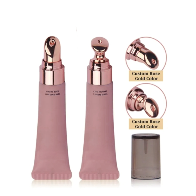 Best selling 5ml Biodegradable Rose Gold lip gloss tubes luxury with Metal Applicator 15ml For Lip Balm Matte Frosted Packaging