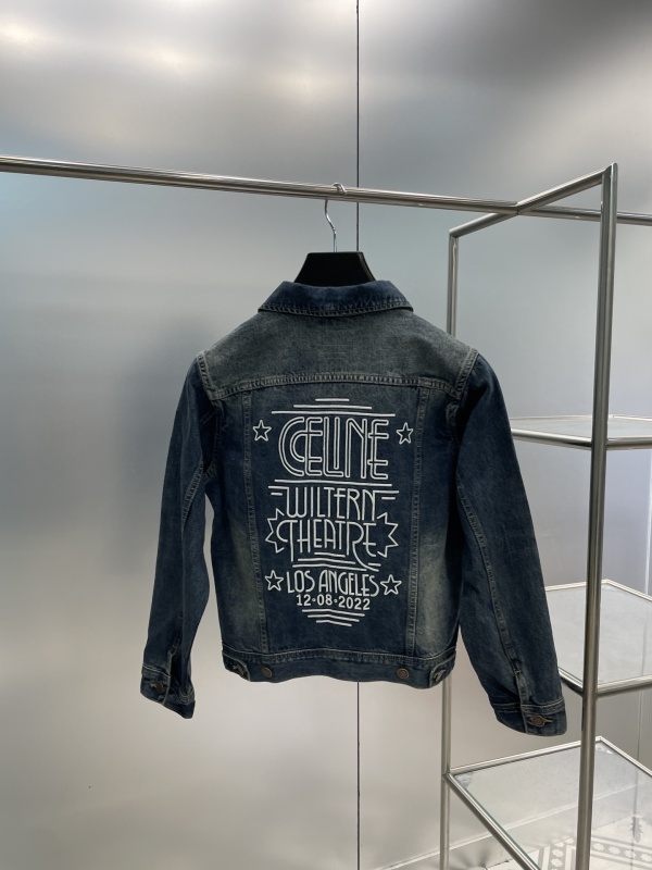 Celine 2023 new product classic washed denim embroidered jacket