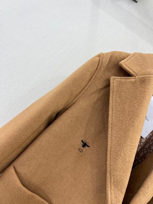 Dior 2023 autumn and winter new embroidered little bee wool lining printed with presbyopia logo mid-length jacket