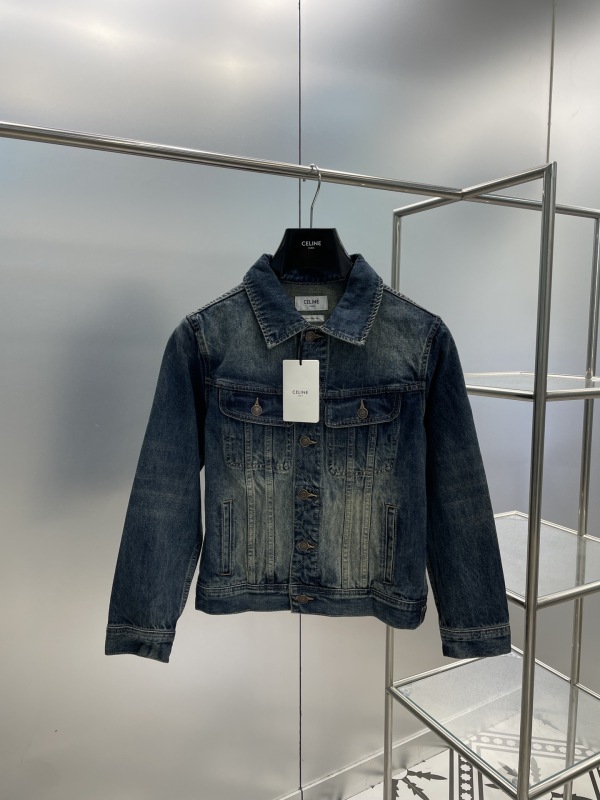 Celine 2023 new product classic washed denim embroidered jacket