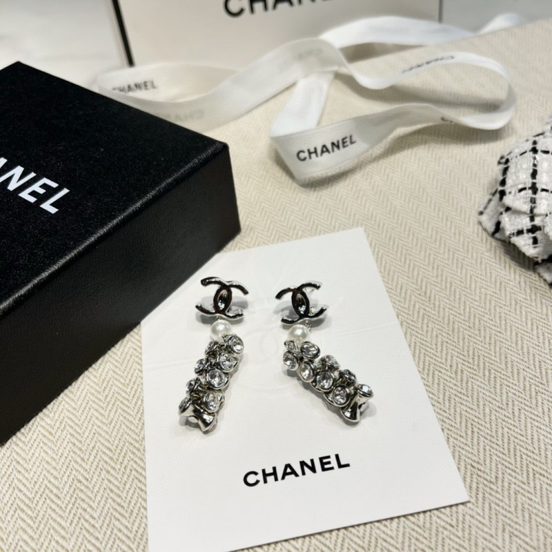 Chanel Camellia Letter Pearl Double C Stud Earrings
