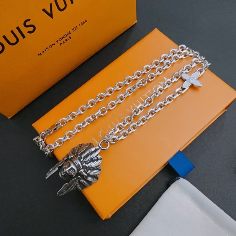 Louis Vuitton rock punk Thai silver style retro elements trendy versatile necklace