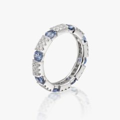 ACCA 18K 白金配藍寶石和鑽石戒指