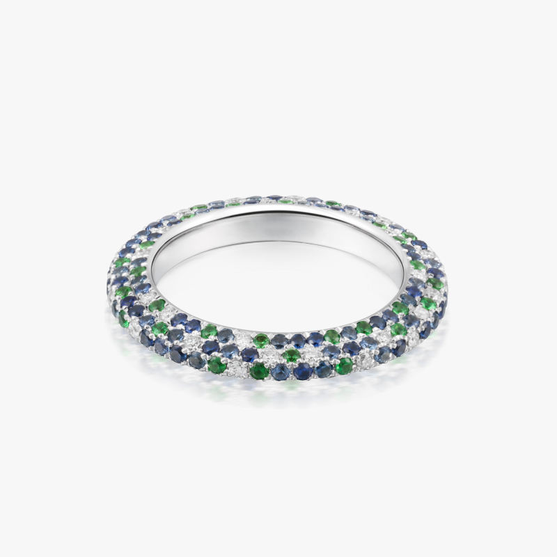 ACCA 18KW Ring with Diamond Sapphires and Tsavorites