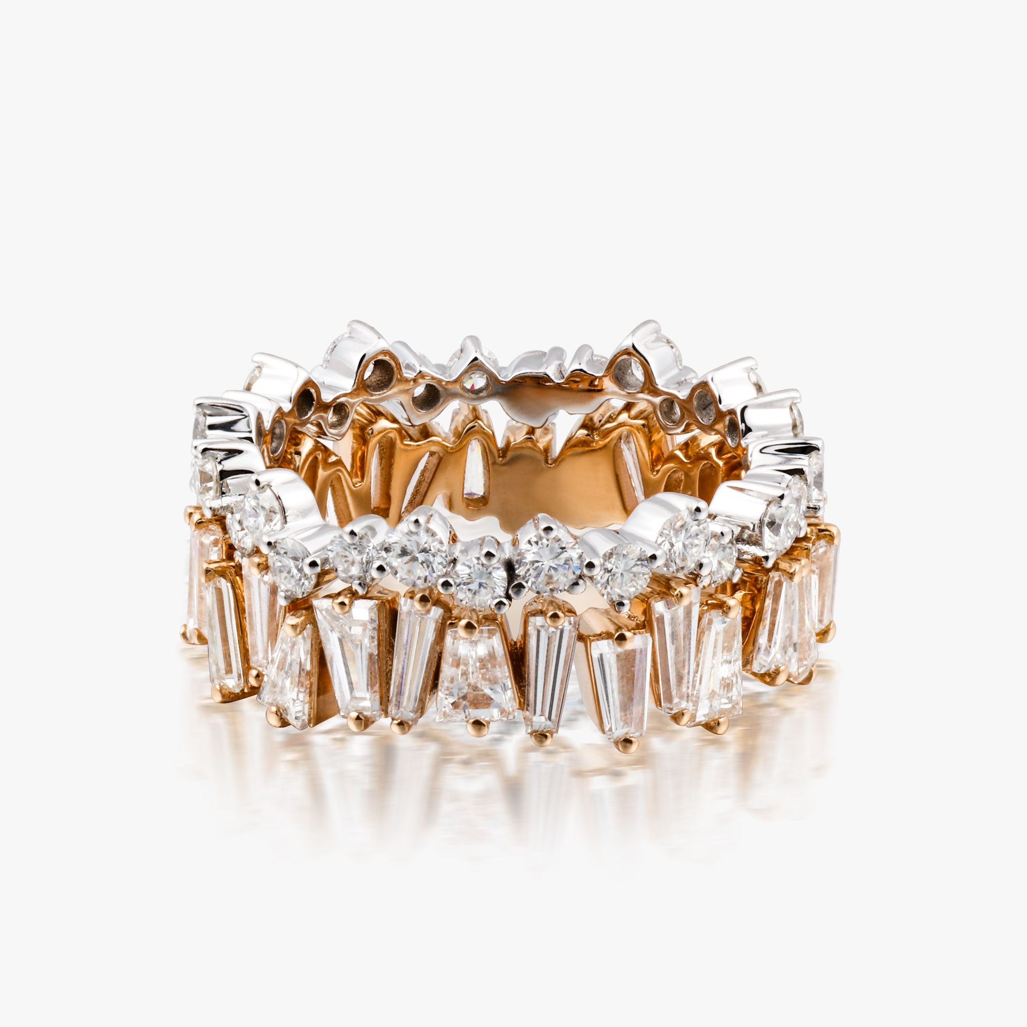 ACCA 18KW+18KR Ring with Irregular Diamonds