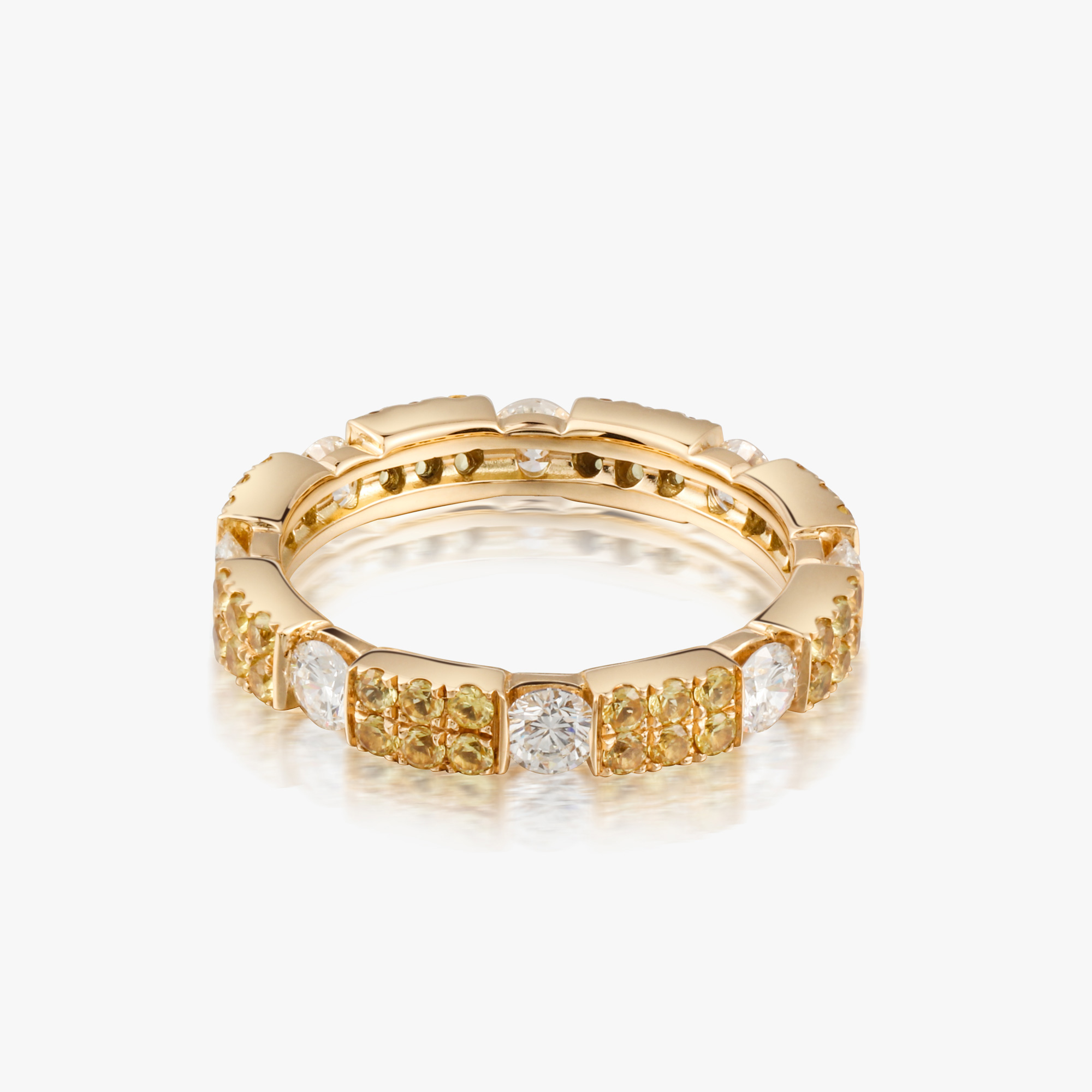 ACCA 18K黃金 配橙色藍寶石和鑽石戒指