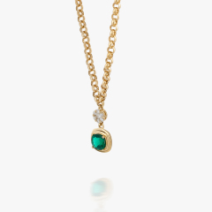 ACCA 18KY Necklace with Cushion Emerald and Diamond