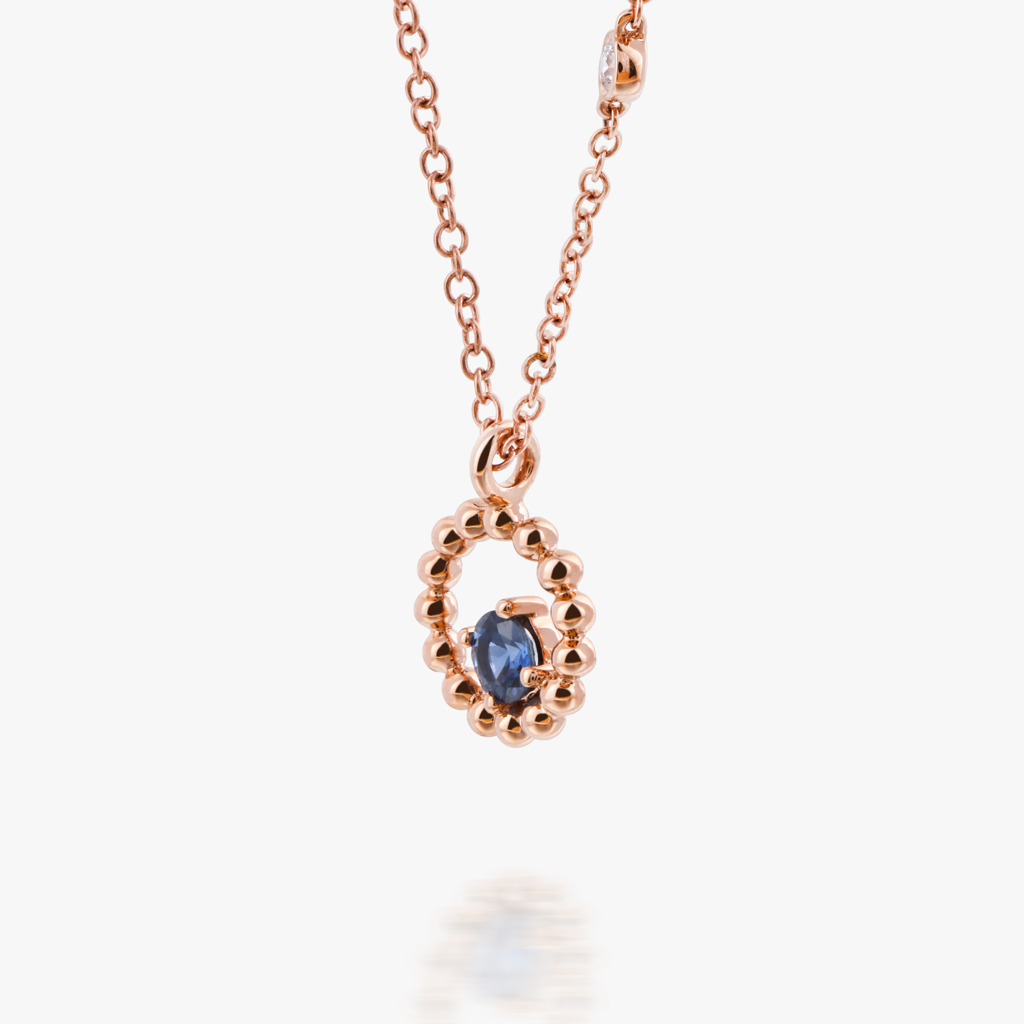 ACCA 18KR Necklace wirh Round Sapphire and Diamond