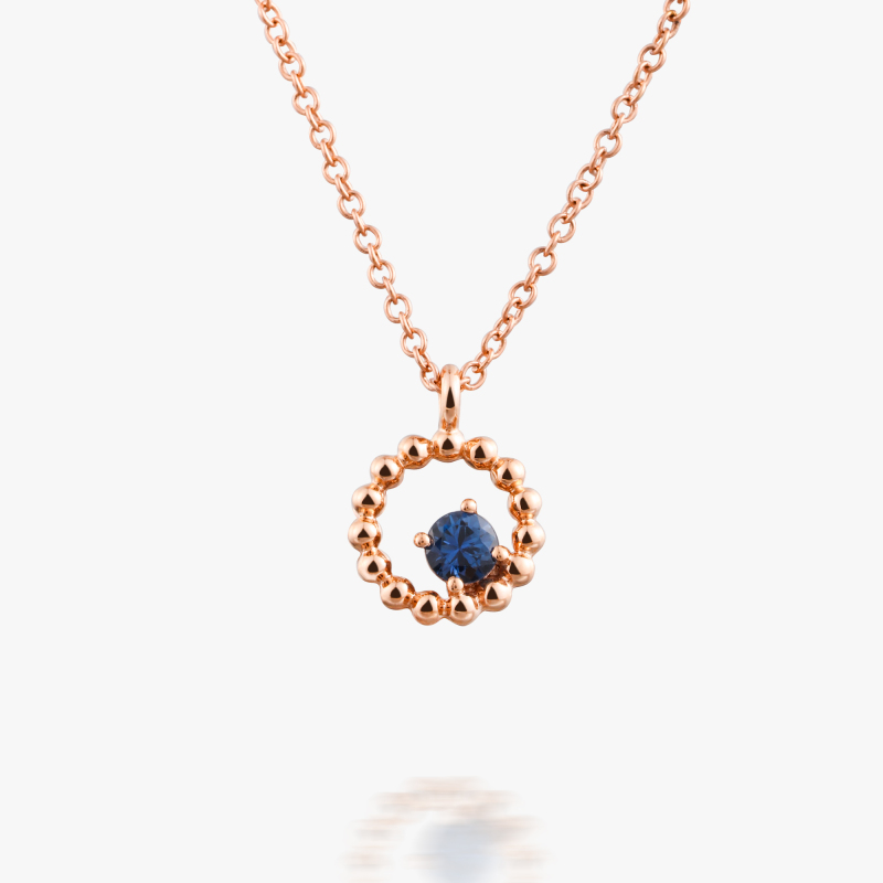 ACCA 18KR Necklace wirh Round Sapphire and Diamond