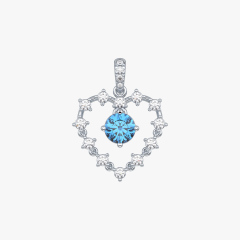 ACCA 18KY Pendant with Blue Topaz and Diamond