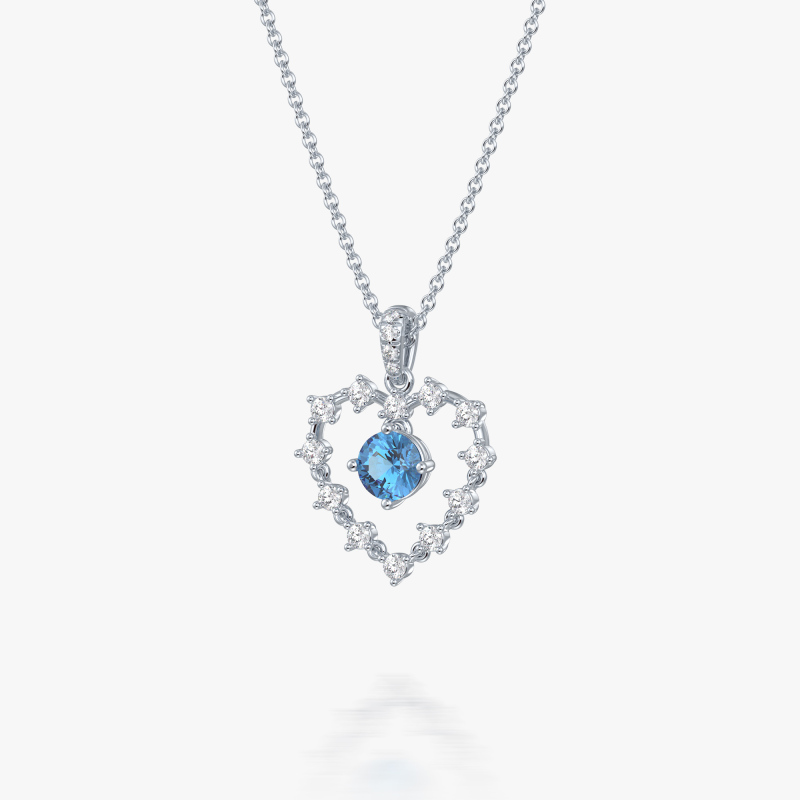 ACCA 18KY Pendant with Blue Topaz and Diamond