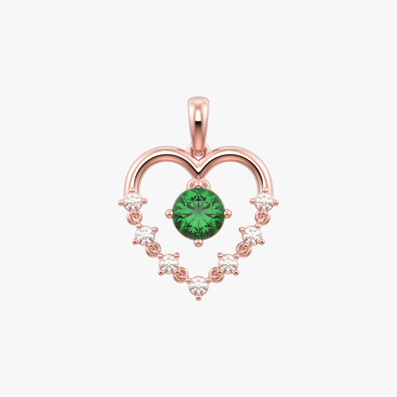 ACCA 18KY Pendant with Round Emerald and Diamond