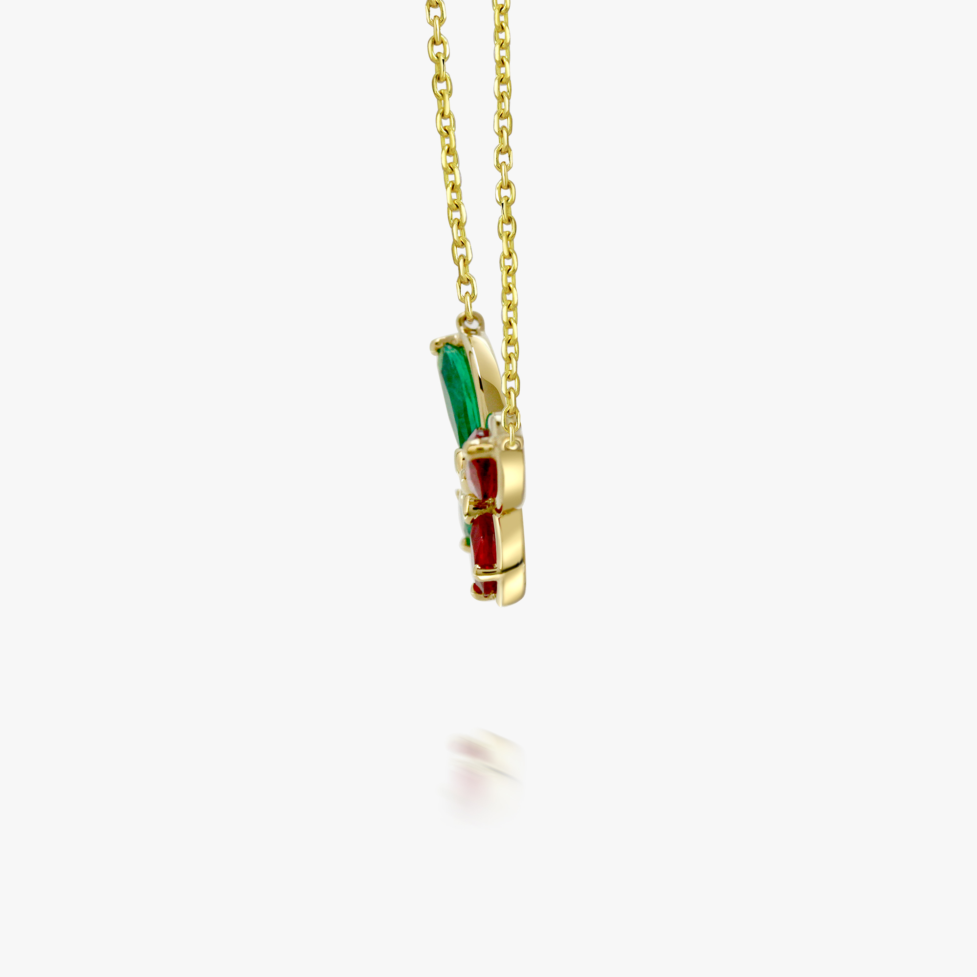 ACCA 18KY Necklace with Emerald and Ruby