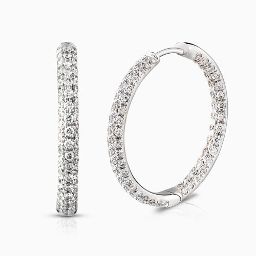 ACCA 18KW Hoop Earrings With Round Diamond