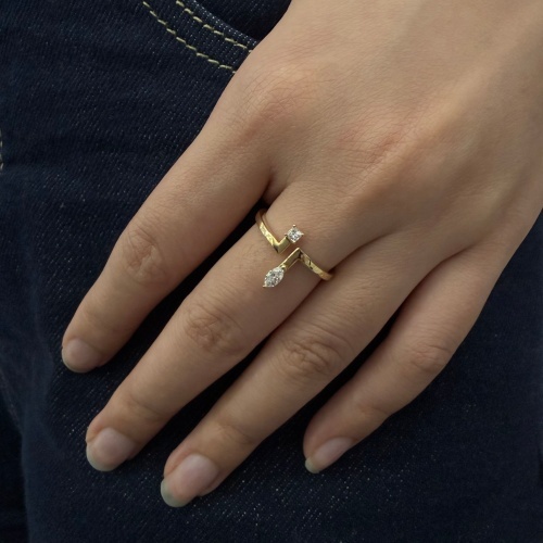 14K Princess and Marquise cut Diamond Open Ring