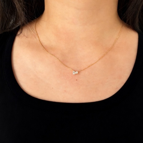14K Pear and Round cut Diamond Necklace