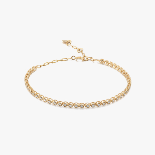 14K Gold Full Mini Diamond Tennis Bracelet