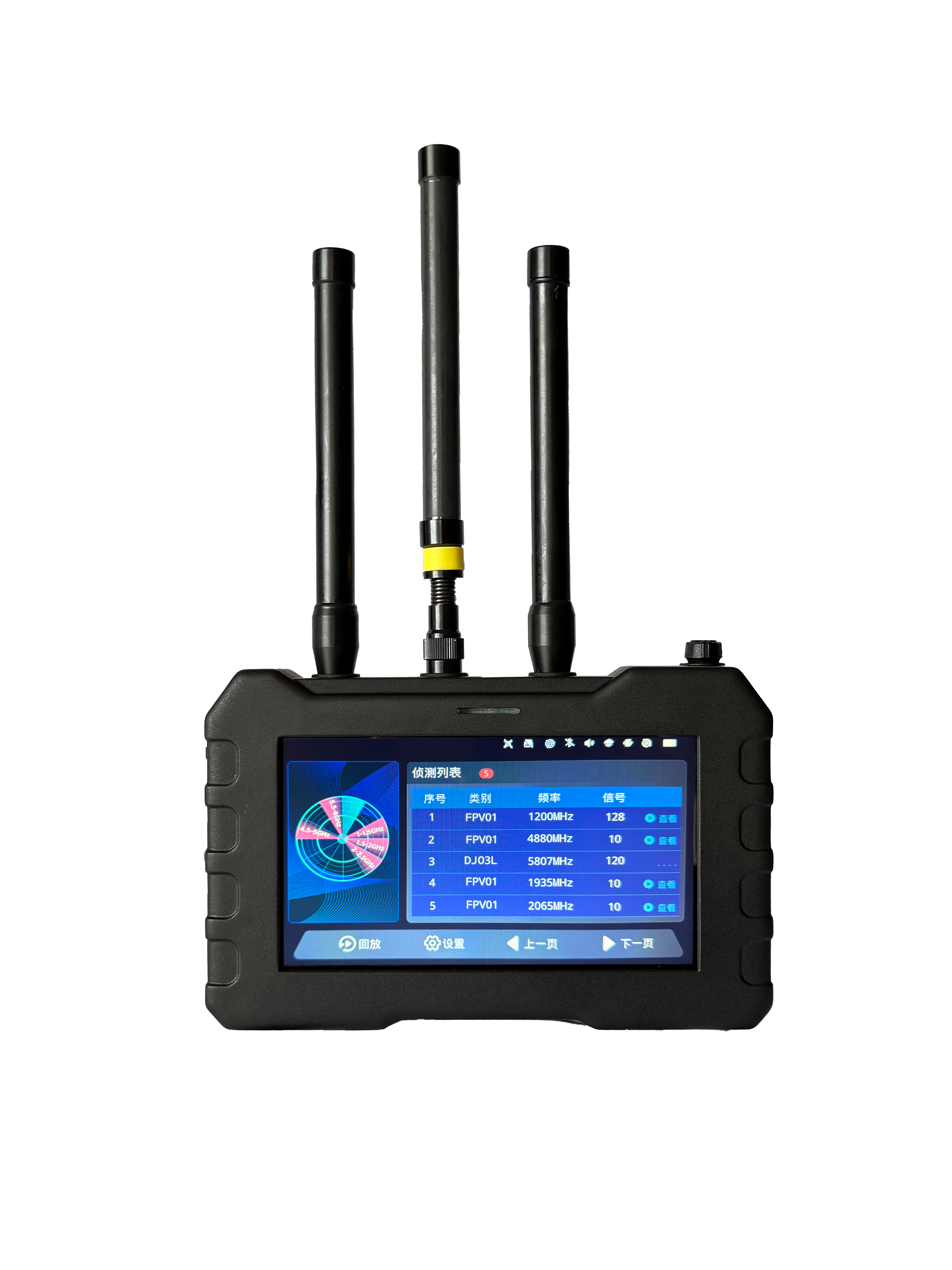 70MHz-6.2GHz Detection Handheld 500M-6GHz FPV Detector with Live Video Capture1.5km Range Use Critical Infrastructure