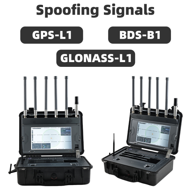100MHz–6GHz Portable Drone Detection & GNSS Spoofing GPS L1 / GLONASS L1 / BDS B1 Suitcase System