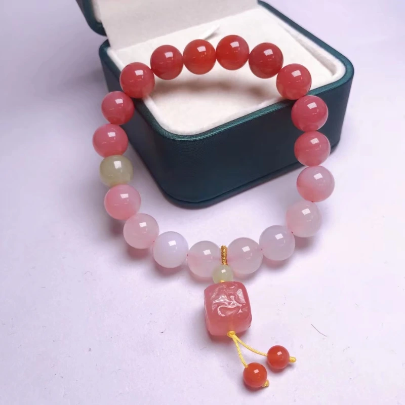 Red Agate Gradient Bracelet: Hetian Jade and Natural Red Agate Gemstone