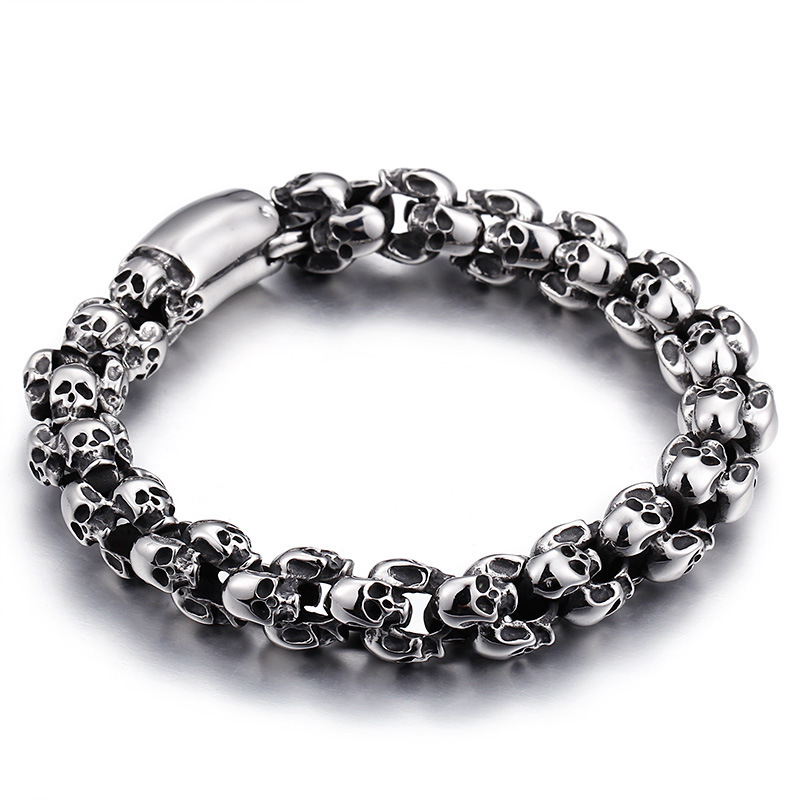 Fashionable Retro Titanium Steel Skull Titanium Steel Bracelet for Men