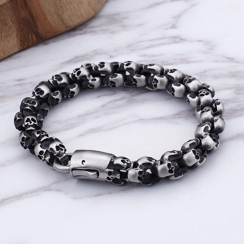Fashionable Retro Titanium Steel Skull Titanium Steel Bracelet for Men