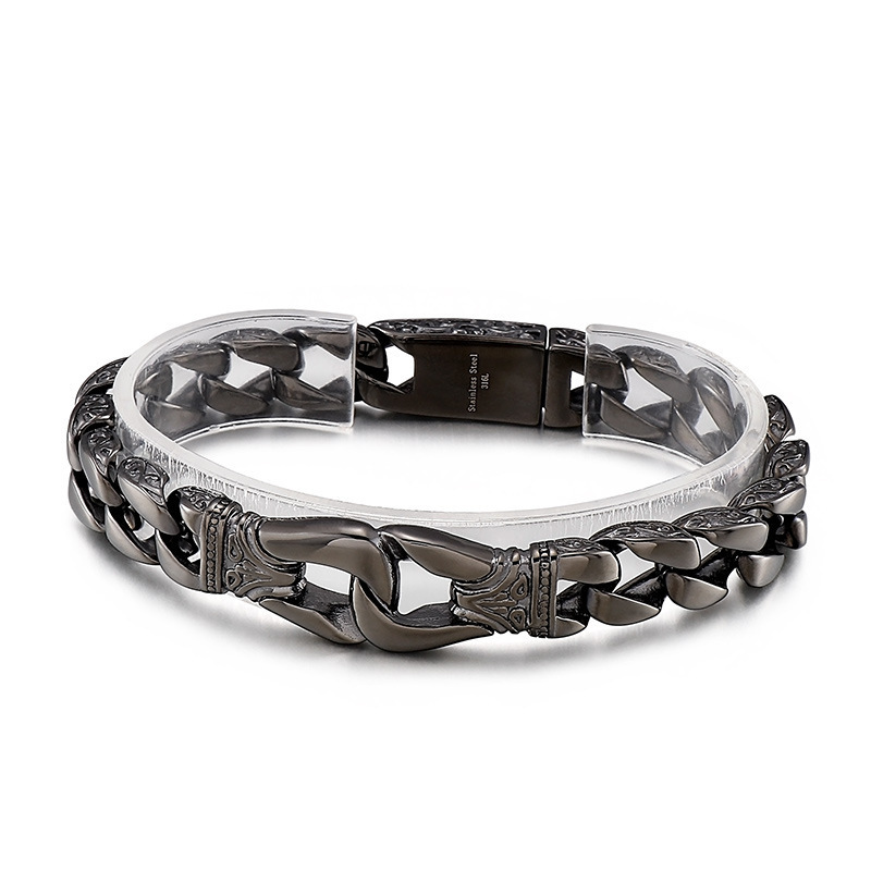 Stainless Steel Men's link Bracelet Silver Black