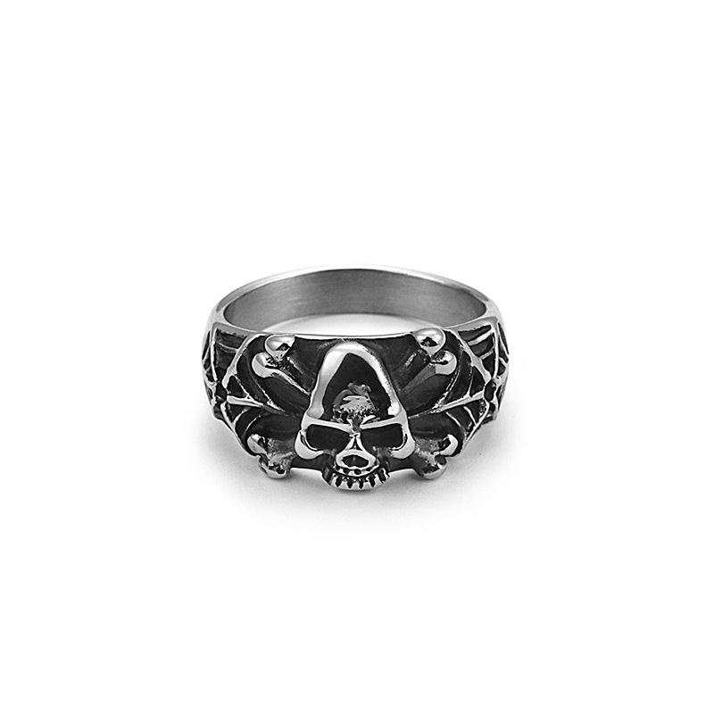 Men's personalized skull punk style titanium steel ring
