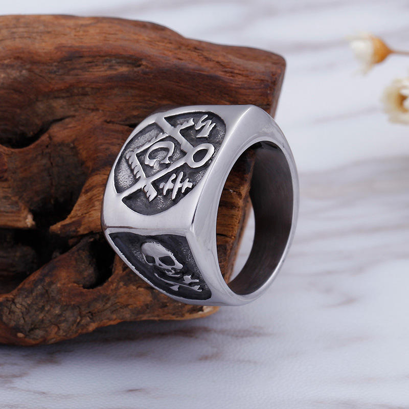 Skull Masonic Titanium Steel Ring