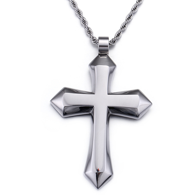 Titanium steel men's and women's necklace cross pendant