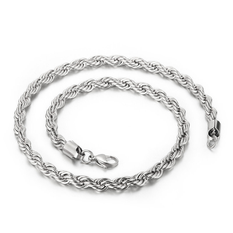 Rock Hip Hop Steel Color Men's and Women's Titanium Steel Twist Chain Necklace