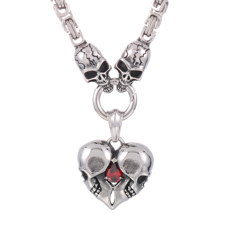 Halloween devil's claw set with ruby ​​ghost head titanium steel men's emperor chain necklace