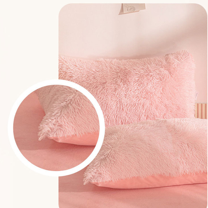 Hot Sale Fluffy Duvet Cover Set Crystal Velvet Plush Bedding Set Warm Bed Sheets Set 4pcs
