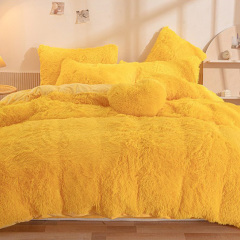 Custom Winter Bedding Luxury Soft Long Plush Fluffy Faux Fur Velvet Shaggy Fur Bedsheet Sets