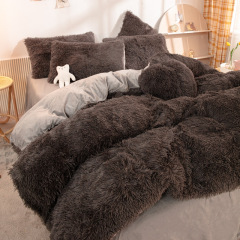 Luxury Soft Faux Fur Plush Shaggy Duvet Cover Velvet Fluffy Bedding Set