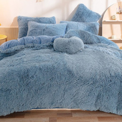4-Piece Plush Shaggy Bedsheet Set, Luxury Faux Fur Velvet Fluffy Bedding Set for All Season