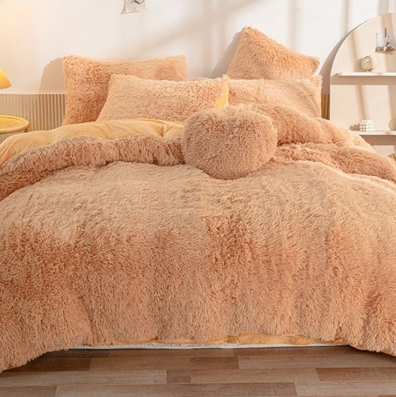 Luxury Soft Faux Fur Plush Shaggy Duvet Cover Velvet Fluffy Bedding Set