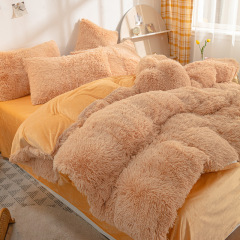 Custom Shaggy Duvet Cover Velvet Bedding Set Faux Fur Luxury Soft Fluffy Bed Sheet Set