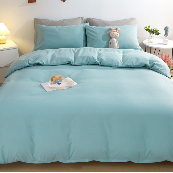Wholesale High Quality Soft 4 Piece Microfiber Bed Sheet Solid Color Bedsheet Bedding Set